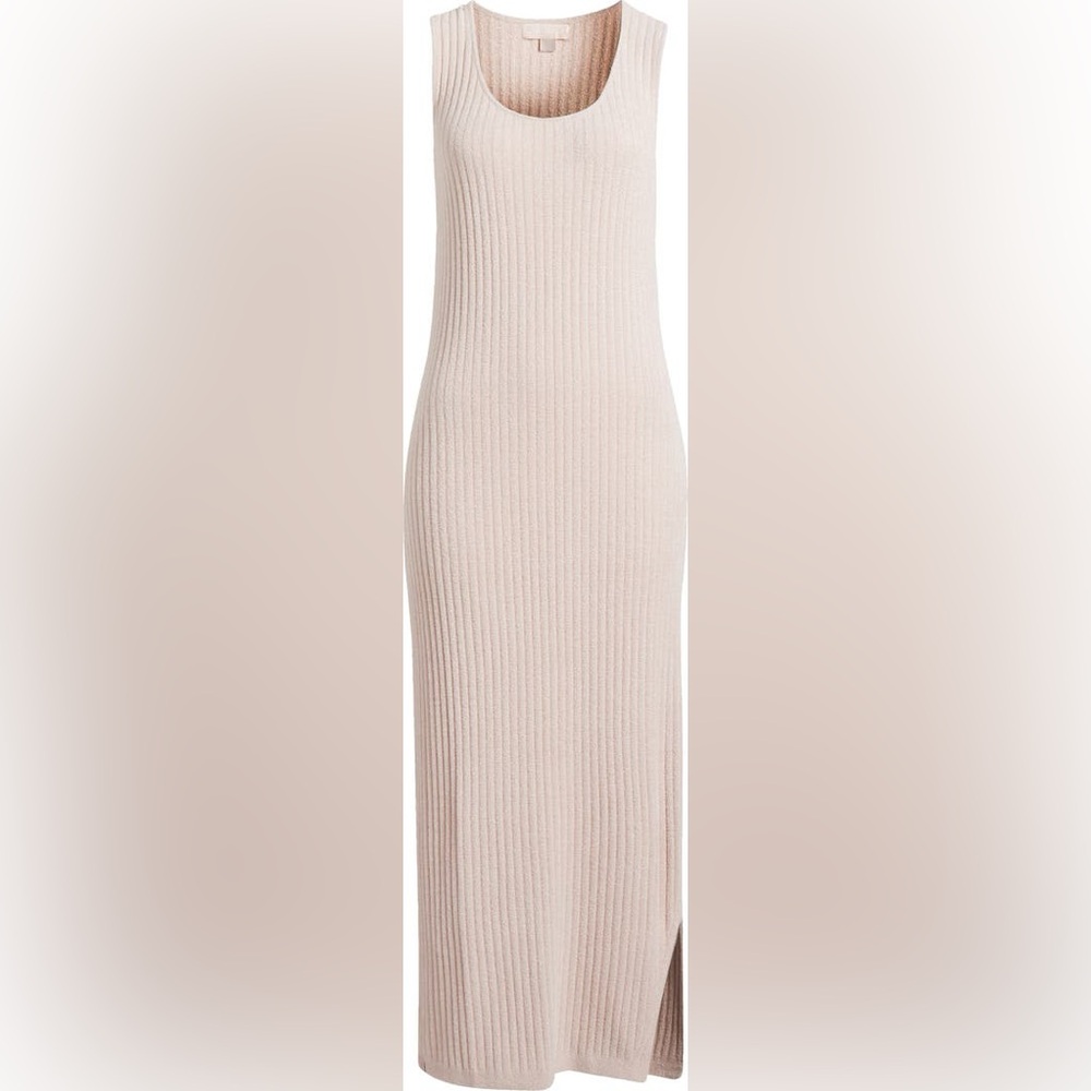 Barefoot Dreams Cozy Chic Ultra Lite Rib Nightgown Cream Ribbed Maxi Dress XL - Picture 7 of 10
